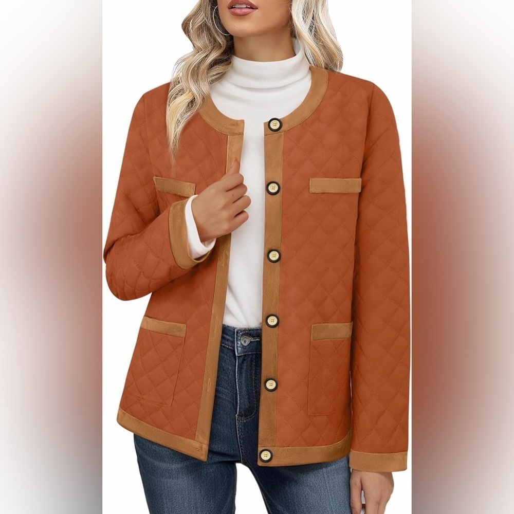 Women's Quilted Orange Jacket SIZE XL NWT